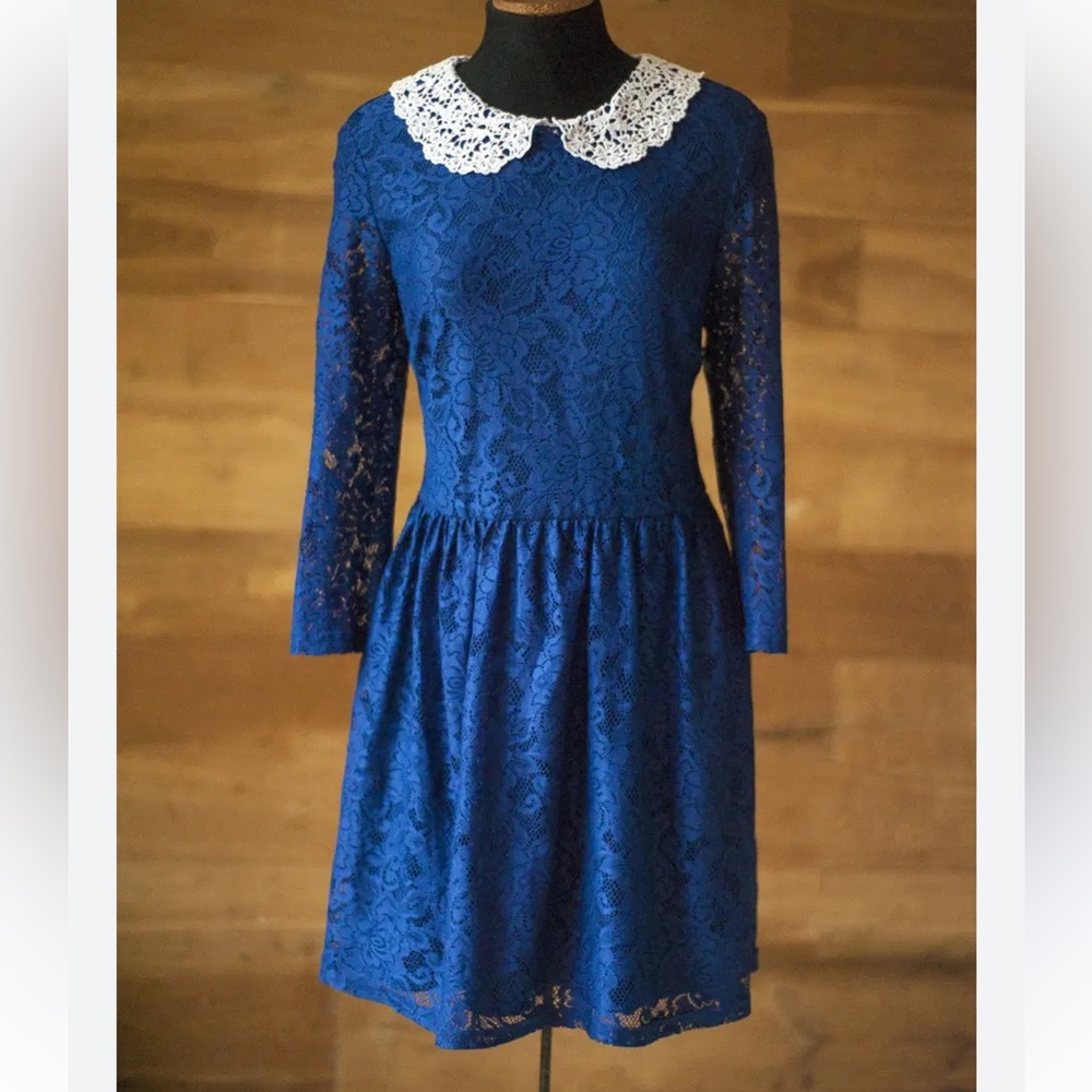 Topshop blue Mini Dress with lace
